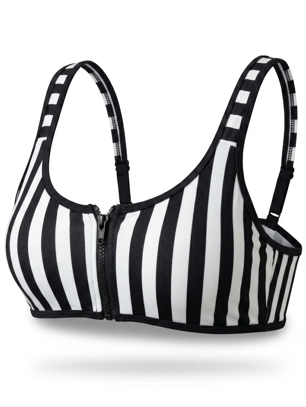 NWT Kate Spade New York Striped Zip Front Bikini Swim Top S $85